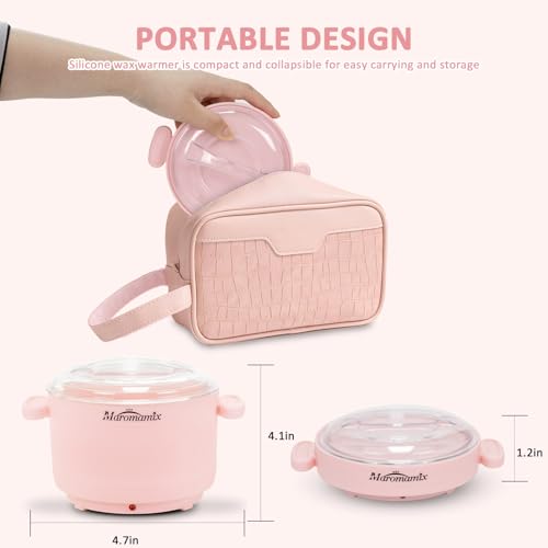 Waxing Kit -Silicone Wax Warmer for Hair Removal with 4 Packs of Hard Wax Beads, Portable Electric Silicone Wax Machine for Full Body Face Eyebrows Bikini Brazilian at Home Waxing Kit for Women Men