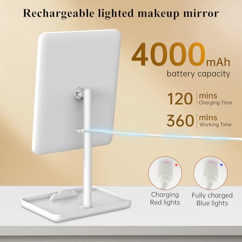 FUNTOUCH LED Vanity Mirror with 40X Magnifier, 84 LEDs, Rechargeable