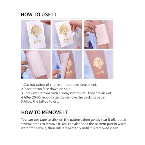 Gold Henna Tattoo Stickers - 10 Sheets Temporary Tattoos