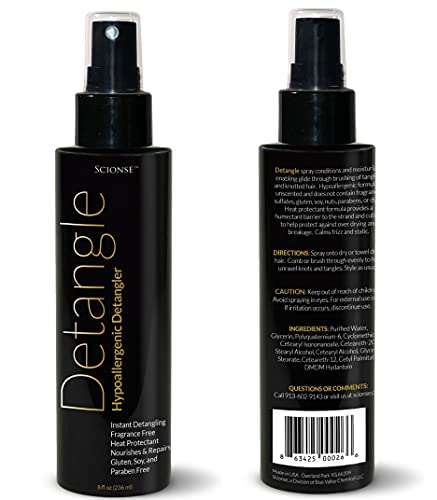 SCIONSE Hypoallergenic Detangle Leave-In Conditioner with Fragrance-Free, Heat Protectant