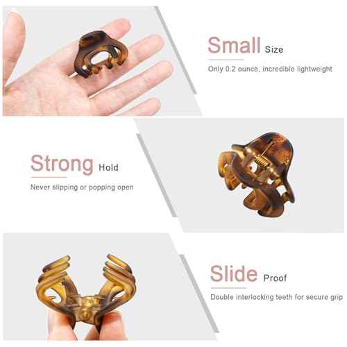 Small Hair Clips for Women Girls Kids, Tiny Hair Claw Clips for Thin/Medium Thick Hair, 1.5 Inch Mini Hair Jaw Clip, Nonslip Matte Octopus Claw Clip, 10 Pack with Gift Box, Black & Tortoise