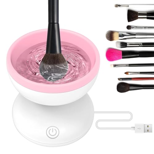 Electric Makeup Brush Cleaner & Dryer Machine - Portable Pink