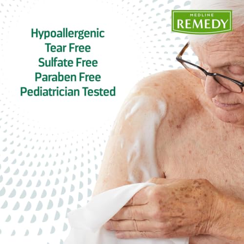 Medline Remedy 8 fl oz No-Rinse Foam Cleanser Vanilla Scent for Face, Body & Hair (Hydrating, Paraben/Sulfate Free)
