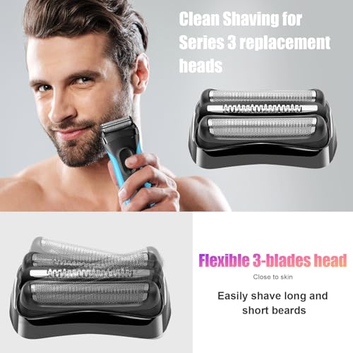 2 Pack Series 3 21B Replacement Head, Foil & Cutter Razor Head Compatible with S3 Shaver Replacement Heads 3040s 300s, 310s, 320s, 3050cc 360s 370cc-4, 3090cc Etc