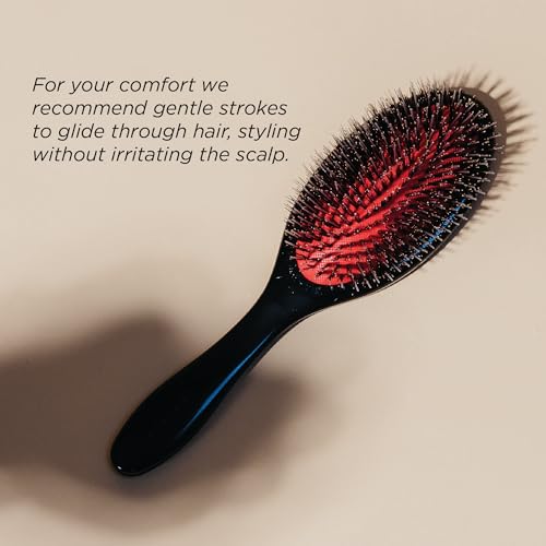Denman Boar Bristle Cushion Brush for Hair Detangling & Shine
