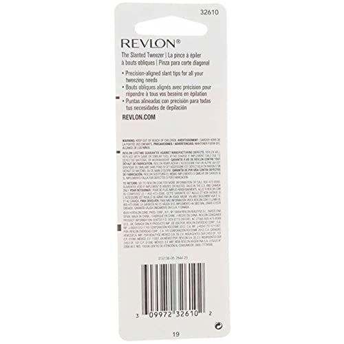 Revlon Stainless Steel Slant Tip Tweezer (Pack of 2)