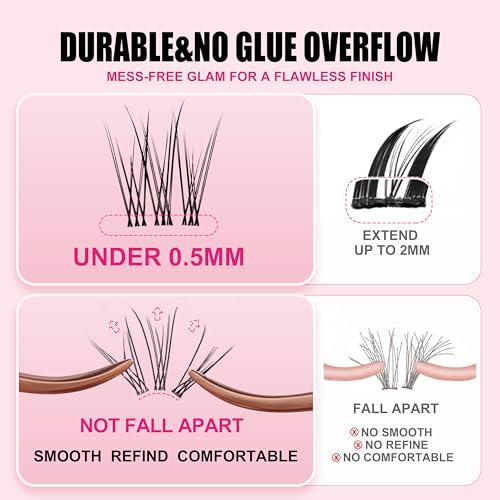Flare Lashes With Invisible Band DiyNatural Eyelash Extension Kit Bond SealEyelash Glue and Lash Remover Beginner FriendlyIndividual Lashes Waterproof and Long lastingMakeup