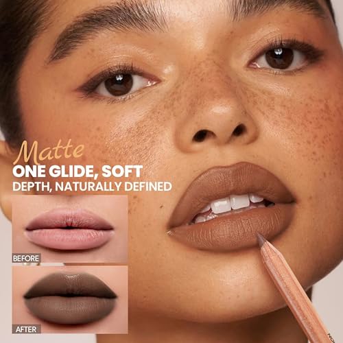 MAEPEOR Lip Liner Set 6Pcs Pure Natural Oak Brown Pink Red Series Lip Liners Smooth High Pigmented Matte Finish Lipliner Pen Kit (Set 02)
