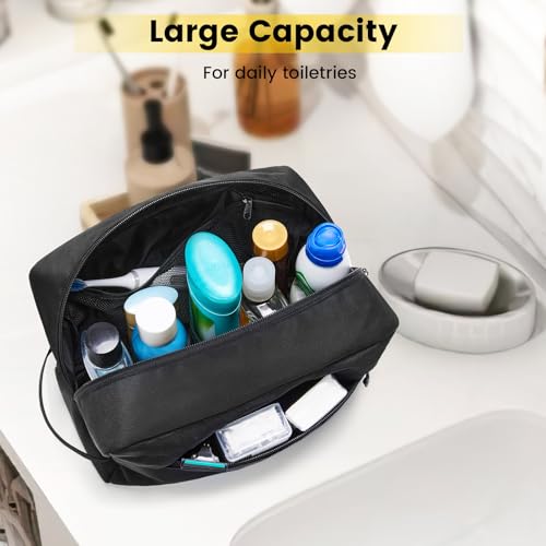 Vorspack Water Resistant Travel Toiletry Bag for Men & Women - Large Black, organized compartments
