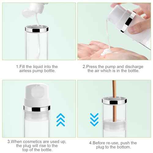 4 Pcs 150ml/5oz Airless Pump Jar Refillable Vacuum Pump Dispenser Bottles Travel Cosmetic Containers for Lotion Essence Shampoo Toiletries