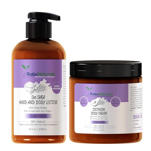 RaGaNaturals Lavender Body Lotion and Body Cream, Ultra Hydrating Moisturizer for Women, Men, Babies and Kids - 8fl oz
