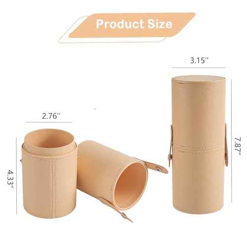 Portable Makeup Brush Holder, Waterproof PU Leather Travel Makeup Brush Case Bag Cup, Brush Storage Dustproof Bag (01Light Pink)