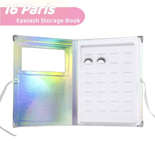 False Eyelash Storage Book - Holds 16 Pairs with Tweezers