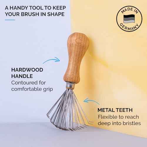 ZEUS Oval Military Beard Brush with Bristle Cleaner, Boar Bristle Beard Brush & Bristle Rake Cleaner Gift Set (Made in Germany) Firm Bristles Q91