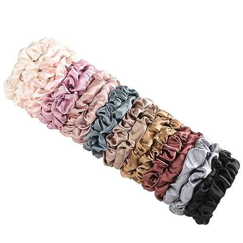 Hair Ties Satin Silk Small Scrunchies for Women Girls Ponytail Holders 20 Pcs Mini Bulk Scrunchies Elastic Hair Bands for Thick Curly Hair Pony Tails Hair Ties