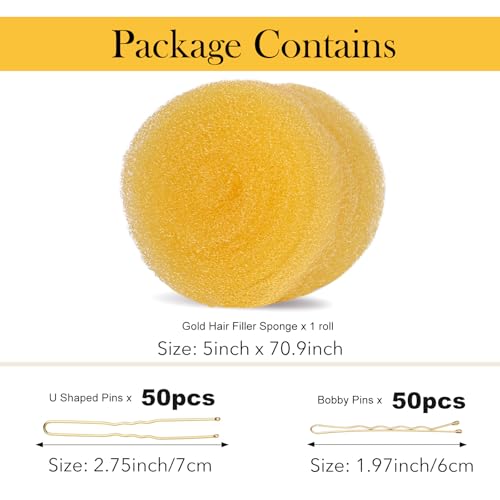 Hair Sponge for Updos & Volume - Bun Maker with 100 Pins