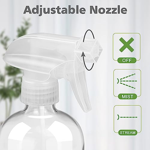16 oz Glass Spray Bottle with Silicone Sleeve, Adjustable Nozzle