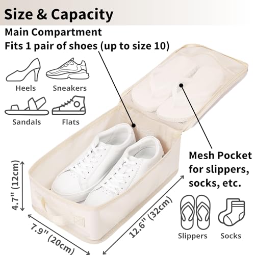 Travel Shoe Bag with Handle - Holds 2 Pairs, Water-Resistant & Breathable