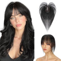 TESS Human Hair Toppers for Women Natural Black 11 Inch Clip-In Air & Side Bangs
