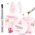 Beetles HEMA-Free Hard Gel for Nails - Clear & Jelly Pink, 2 Pcs with Nail Brush