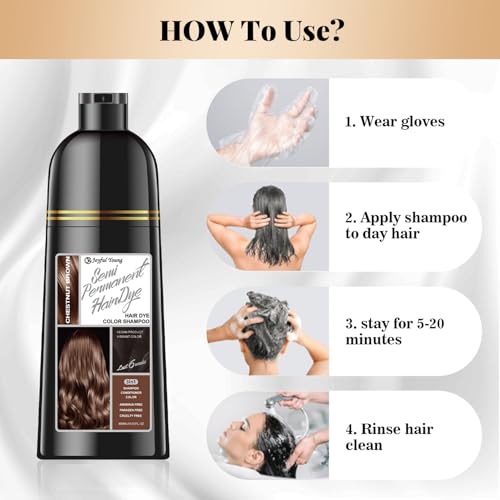 Joyful Young Chestnut Brown Hair Dye Shampoo 3-in-1 for Gray Coverage