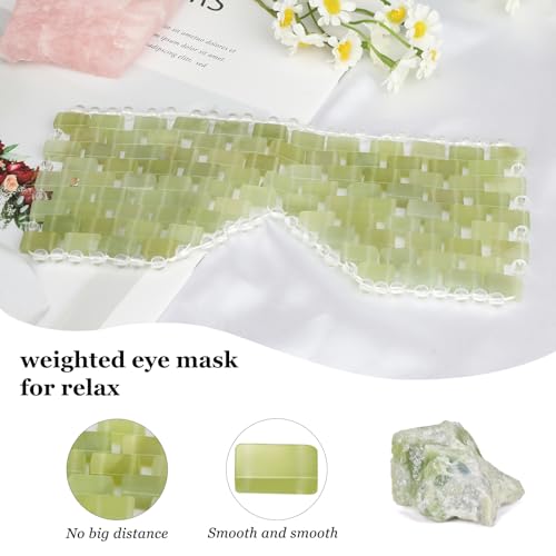 Jade Eye Mask, Facial Cooling Mask with 100% Real Jade for Hot & Cold Therapy to Reduce Wrinkles, Puffiness, Migraines, and Anti-Aging