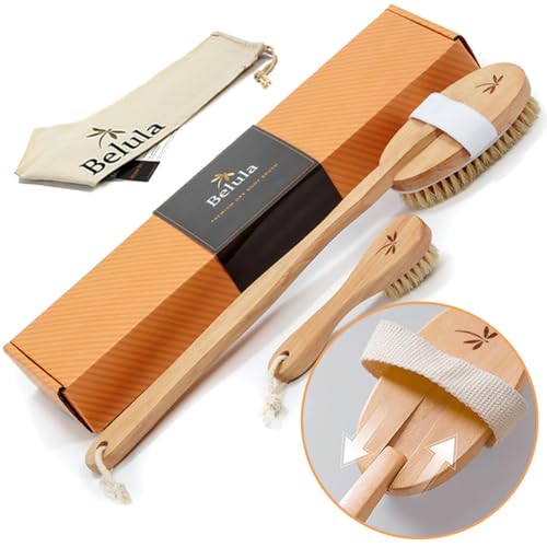 Belula Boar Bristle Dry Brush Set with Face Brush & Gloves