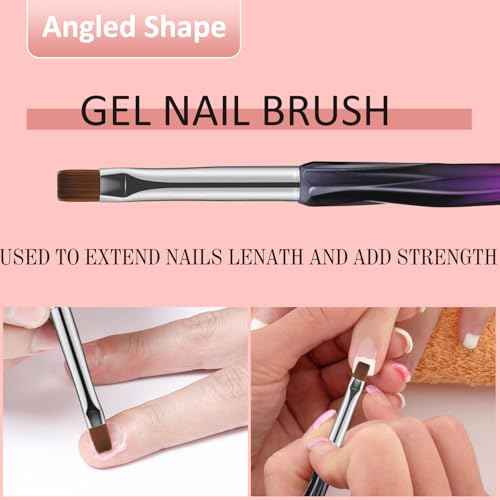 Nail Art Clean Up Brushes,3PCS Nail Brush For Cleaning Polish Mistakes on the Cuticles,Flat/Oval/Fine Angled Gel Nail Brushes For Nail Art Design Painting and DIY Tools (BLACK PURPLE)