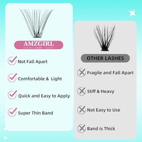 Lash Clusters Wispy 280PCS Eyelash Extension 40D Cluster Lashes Individual Lashes DIY Lash Extension Natural Look Cluster Eyelash Extensions Soft False Eyelashes at Home for Beginners(12mm)