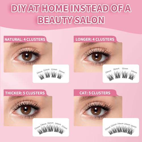 Lash Clusters 100PCS D Curl Wispy Natural Reusable Eyelash Extensions 10-16mm