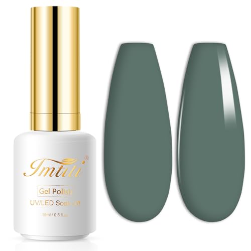 Imtiti Gel Nail Polish, 1 Pcs 15ml Eucalyptus Green Color Gel Polish Soak Off Nail Art Manicure Salon DIY Nail Lamp Gel Nail Design Decoration at Home Gift for Women, 0.5 Fluid Ounces