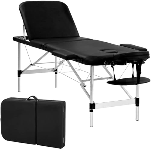 Portable Massage Table 3-Fold Aluminum Spa Bed Height Adjustable