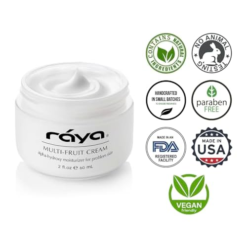 Raya Multi-Fruit Cream with AHA (G-323) | Light, Moisturizing Facial Treatment for Oily and Break-Out Skin | Helps Prevent Black-Heads, White-Heads, and Inflammation | Made with Alpha Hydroxy Acids