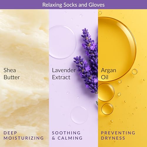 Epielle Relaxing Foot Mask Socks (6 Pack) - Moisturizing Lavender & Melatonin