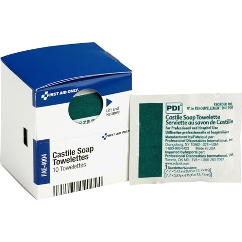 First Aid Only, Inc FAE4004 Castile Soap Towelettes, 10/Box (FAOFAE4004)