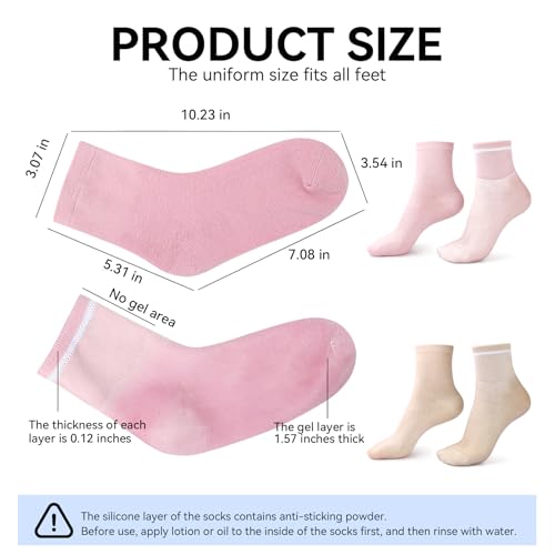 Moisturizing Gel Socks for Dry Feet - 2 Pairs, One Size
