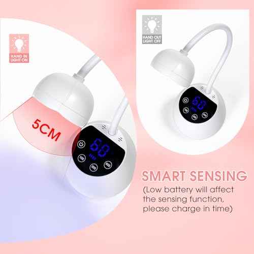 UV LED Nail Lamp, 36W Mini Cordless Flash Cure Gel X Lamp Gooseneck Portable LED Nail Light Nail Dryer Quick Drying UV Lamp for Nail Salon Home DIY Manicure