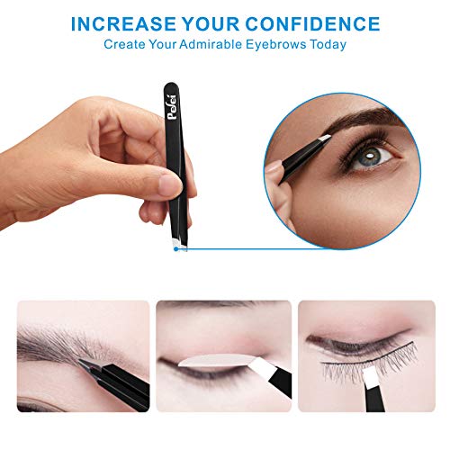 Pefei 4-Piece Stainless Steel Tweezers Set with Case