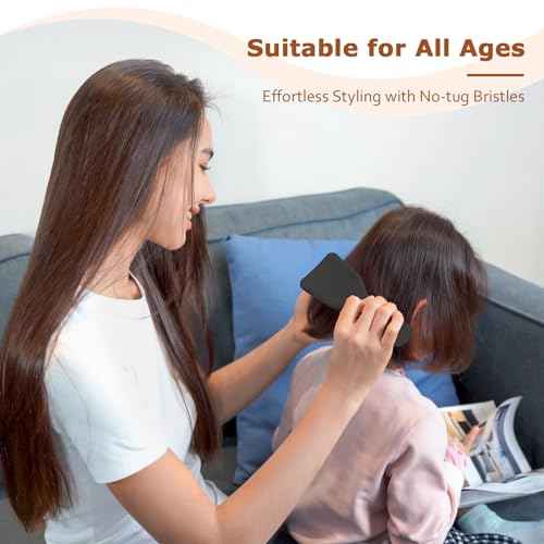 Detangler Hair Brush for Wet & Dry Hair, No Tangle Wave-shaped Soft Bristle Hairbrush for Reduces Breakage, Lightweight Travel Brush Detangling All Hair Types, Black