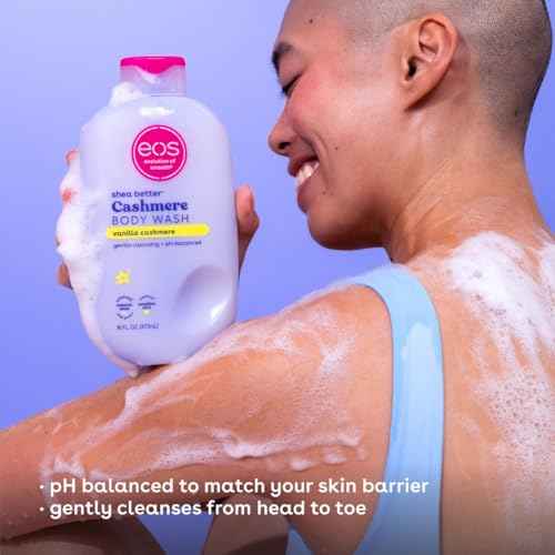 eos Travel Vanilla Cashmere Body Wash- Travel Size Body Wash, Hydrating, Moisturizing, Toiletries, Mini, Shea Butter, 2.5 fl oz