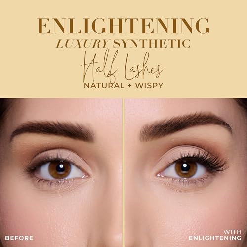 Lilly Lashes Luxury Synthetic Half Lashes (Pack of 4), False Eyelashes, Natural Looking Wispy Lash Strips, Multi-Pack Reusable Up To 15x, Eyelash Glue not Included (Enlightening)