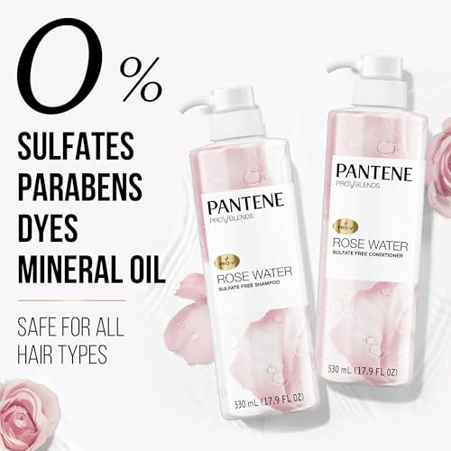 Pantene Rose Water Sulfate Free Shampoo & Conditioner Set, 17.9 Fl Oz