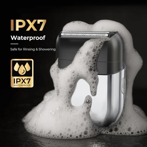 Electric Foil Shaver for Men - Mini Electric Razor for Face Shaving with 3 Floating Blades, USB-C Fast Charging Rechargeable Travel Razor, IPX7 Waterproof Wet Dry, LED Display, Travel Lock