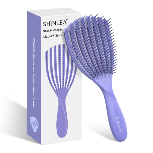 SHINLEA Purple Detangling Brush for Curly & Wet Dry Hair - Shell-Shaped Design