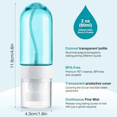 Small Spray Bottle Travel Size,3 Pack 2oz Mini Travel Bottles Refillable Empty Plastic Containers Leak Proof for Perfume Toners Rose Water Cosmetics
