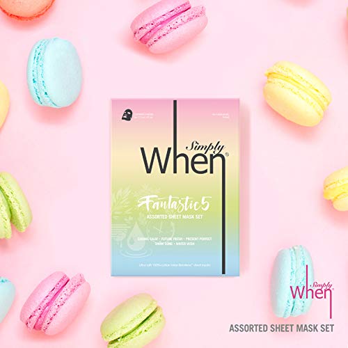 Simply When Ultra-Soft Cotton Linter Facial Sheet Mask (Assorted) (5 PACK)