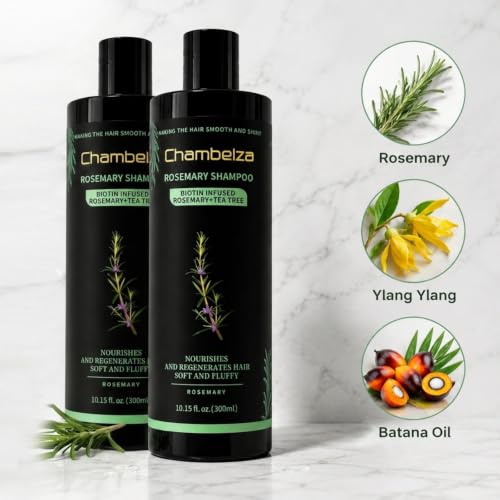 Chambelza Rosemary Biotin Shampoo 2 Pack for Thinning Hair - Men & Women