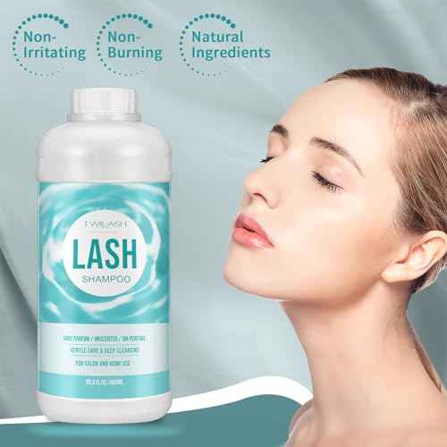 600ml Lash Shampoo Bulk, Eyelash Cleanser for Extensions, Safe Makeup Remover, Non-irritating or Burning Formula Eyelid Foaming Cleanser Best for Professional Salon and Home Use (Unscented)