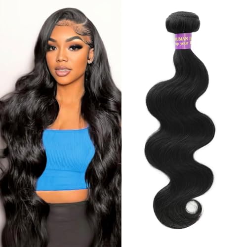 14A Human Hair Bundles 28 Inch Body Wave Bundles Human Hair 100% Unprocessed Brazilian Virgin Hair Body Wave 1 Bundle Human Hair Extensions for Women Natural Color Quick Weave