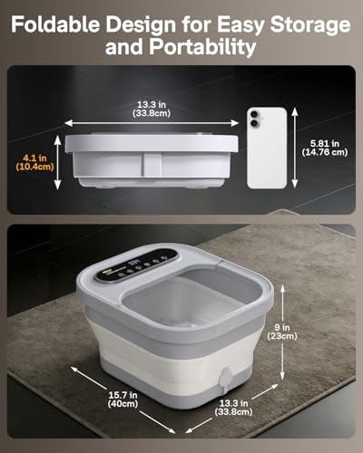 ALLJOY Collapsible Foot Spa with Heat, Bubbles & Massage Rollers